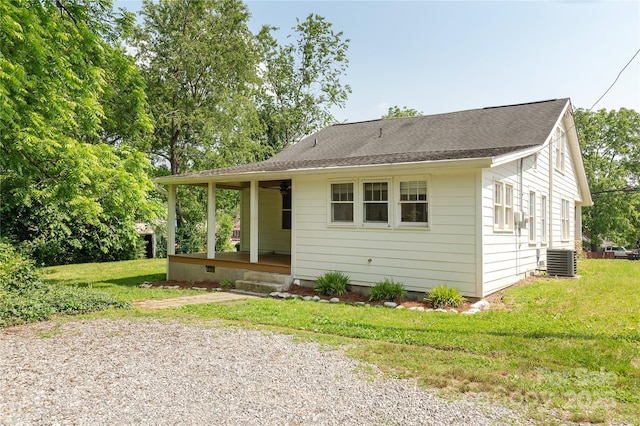540 Fairview Rd, Asheville, NC 28803 - bungalow with central air condition unit, a porch, and a front lawn