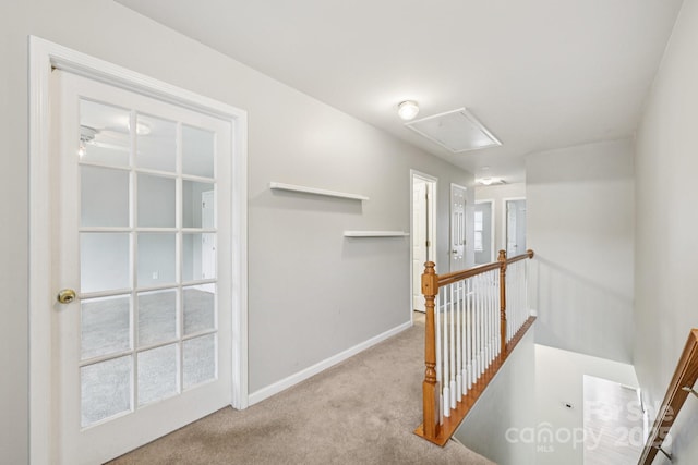 5002 Abode Lily Ln, Charlotte, NC 28227 - corridor with attic access, an upstairs landing, and carpet floors