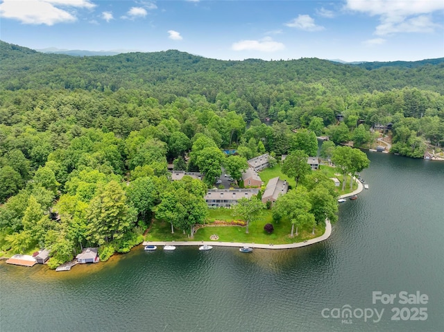 55 Toxaway Shrs Unit 14, Lake Toxaway, NC 28747 - drone / aerial view of a heavily wooded area and a water and mountain view