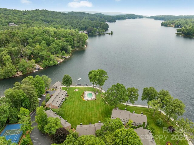 55 Toxaway Shrs Unit 14, Lake Toxaway, NC 28747 - drone / aerial view of a nearby body of water and a forest