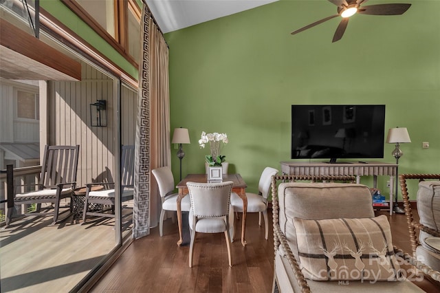55 Toxaway Shrs Unit 14, Lake Toxaway, NC 28747 - living area with ceiling fan, wood finished floors, and a towering ceiling