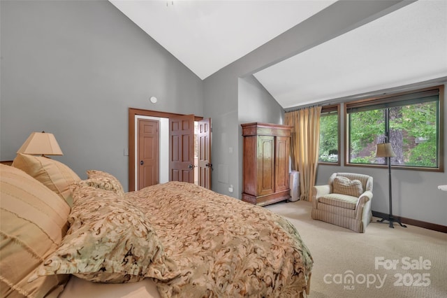 55 Toxaway Shrs Unit 14, Lake Toxaway, NC 28747 - carpeted bedroom with high vaulted ceiling and baseboards