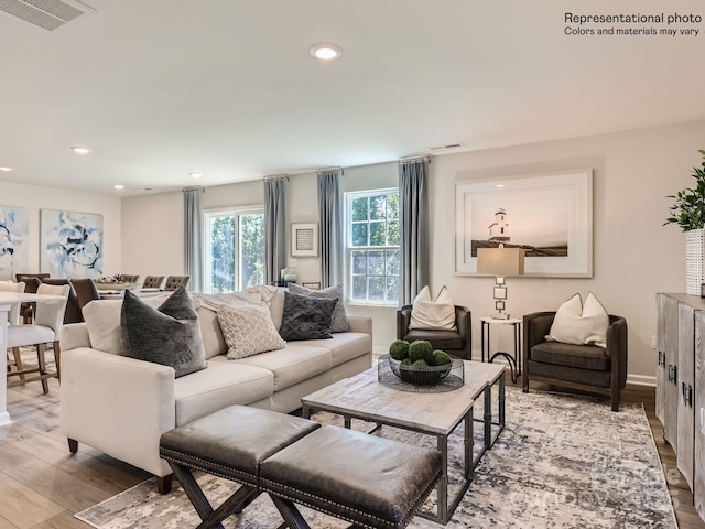 2118 Columbidae Ln, Gastonia, NC 28052 - living room featuring light wood-type flooring and recessed lighting