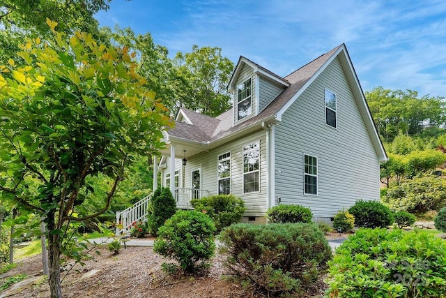 387 Goodview Dr, Hendersonville, NC 28792 - view of property exterior with crawl space and roof with shingles