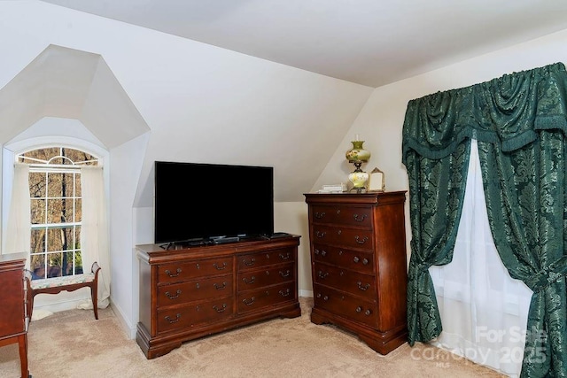 387 Goodview Dr, Hendersonville, NC 28792 - bedroom with lofted ceiling and light colored carpet