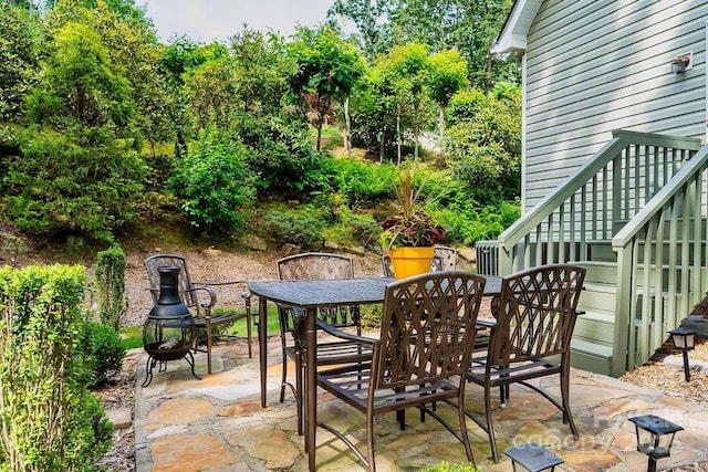 387 Goodview Dr, Hendersonville, NC 28792 - view of patio with outdoor dining area and stairway