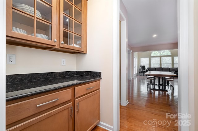 4201 Amber Leigh Way Dr, Charlotte, NC 28269 - bar area featuring light wood finished floors and recessed lighting