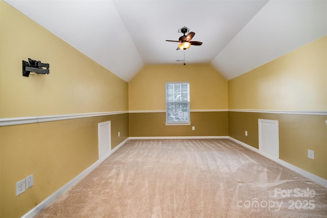 4201 Amber Leigh Way Dr, Charlotte, NC 28269 - bonus room featuring carpet flooring, ceiling fan, and vaulted ceiling