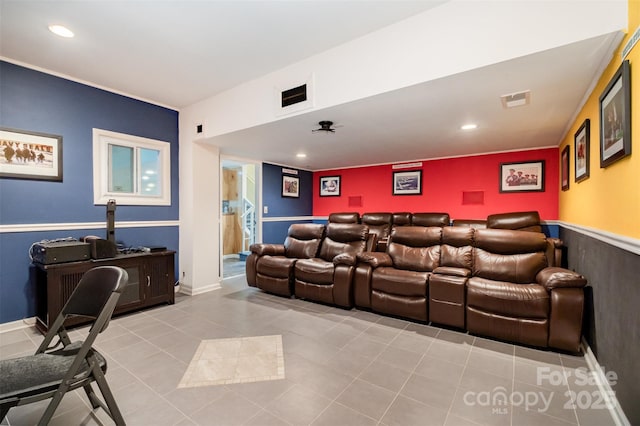 4201 Amber Leigh Way Dr, Charlotte, NC 28269 - home theater room featuring tile patterned flooring and recessed lighting