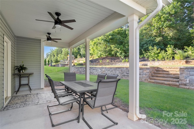 3212 Gilroy Dr, Fort Mill, SC 29707 - view of patio with outdoor dining area and ceiling fan