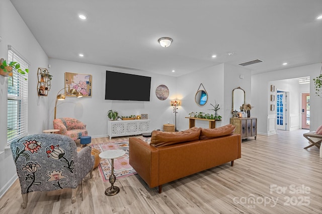 229 Cramerton Mills Parkway, Cramerton, NC 28032 - living room with light wood-type flooring, recessed lighting, and baseboards