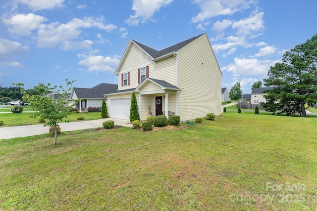 635 Scarlet Leaf Ln, Oakboro, NC 28129 - traditional-style home featuring an attached garage, concrete driveway, and a front lawn