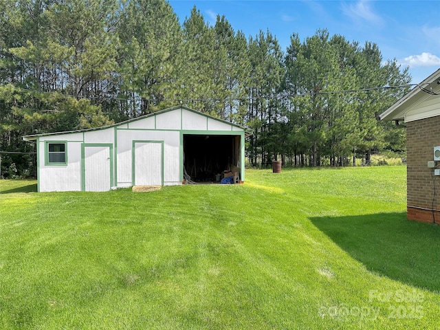 305 Rockdale Rd, Lawndale, NC 28090 - view of green lawn with an outbuilding and view of wooded area