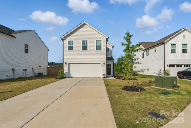 4013 Southern Pine Dr, Mount Holly, NC 28120 - traditional-style home with a garage, concrete driveway, and cooling unit