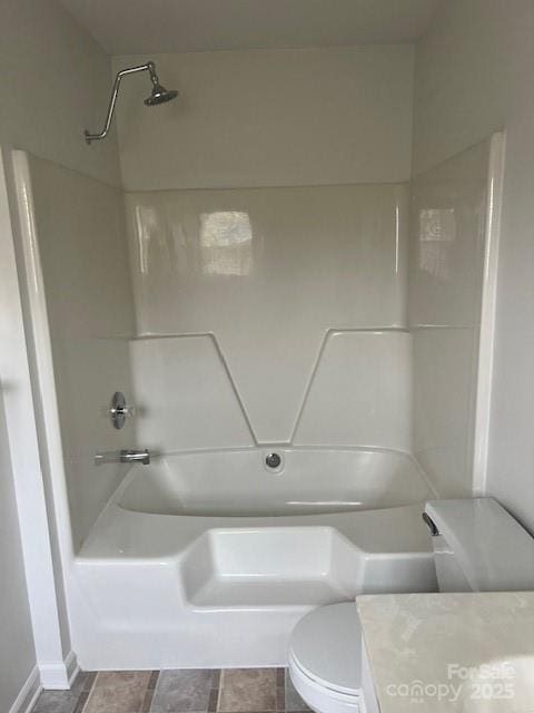 12378 Swan Wings Pl, Huntersville, NC 28078 - bathroom with toilet, shower / tub combination, vanity, and baseboards