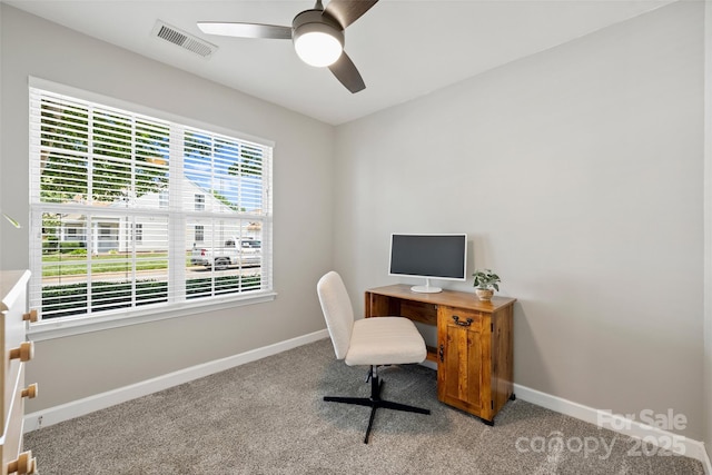 1925 Sandal Brook Rd, Indian Land, SC 29707 - office area featuring carpet floors, baseboards, and ceiling fan