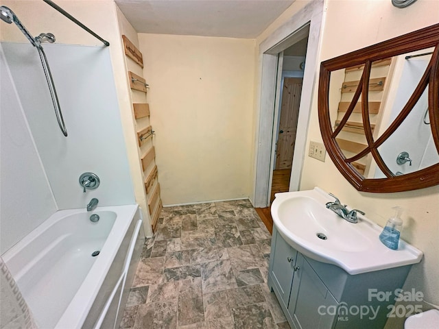 2131 E NC-10 Hwy, Conover, NC 28613 - full bathroom featuring vanity, stone finish floors, and shower / tub combination