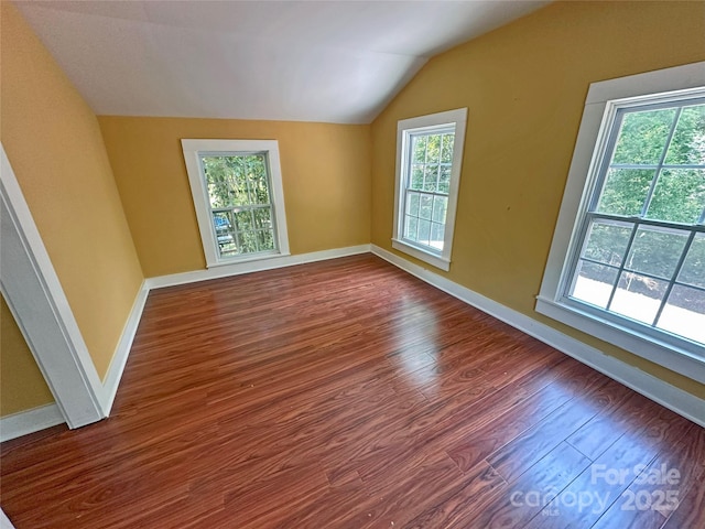 2131 E NC-10 Hwy, Conover, NC 28613 - spare room featuring vaulted ceiling, dark wood finished floors, and healthy amount of natural light