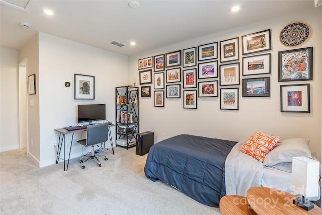 819 Anderson St, Charlotte, NC 28205 - bedroom with carpet flooring, recessed lighting, a desk, and baseboards