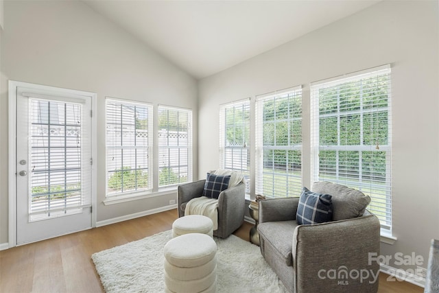 10225 Alexander Martin Ave, Charlotte, NC 28277 - living area featuring wood finished floors and lofted ceiling