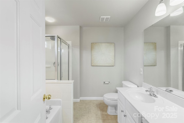 10225 Alexander Martin Ave, Charlotte, NC 28277 - bathroom with tile patterned flooring, vanity, a shower stall, and a bath
