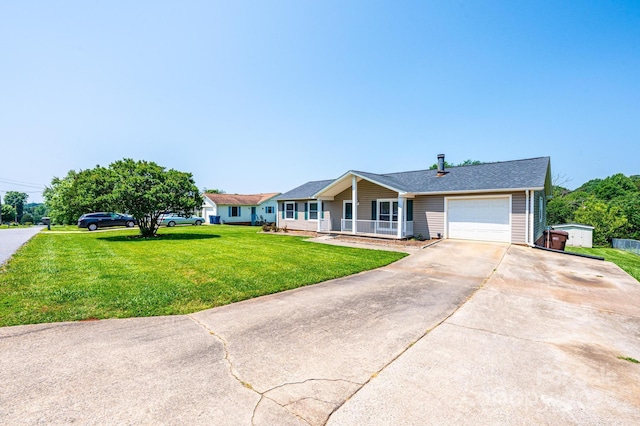 2031 36th St NE, Hickory, NC 28601 - single story home with a porch, an attached garage, a front yard, concrete driveway, and a shingled roof