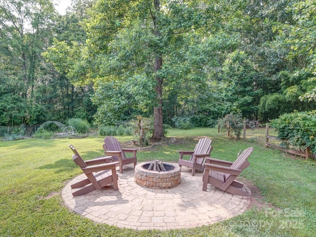 8101 Cane Pointe Ln, Waxhaw, NC 28173 - view of patio / terrace with a fire pit