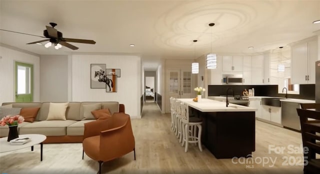1238 Carl Allen Rd, Edgemoor, SC 29712 - living area with light wood-type flooring and a ceiling fan