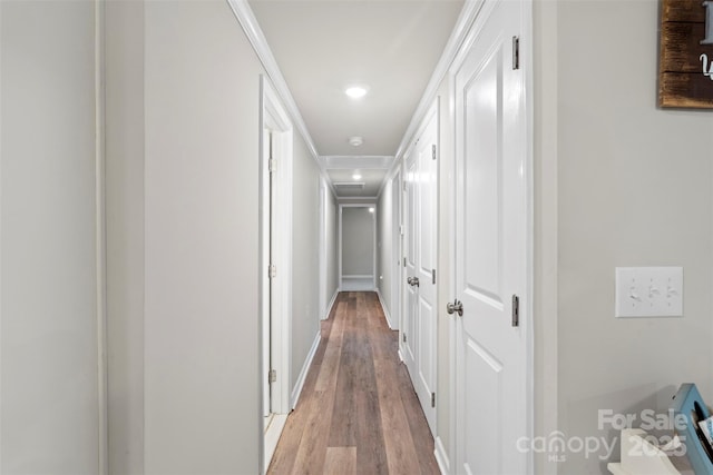 4410 Burgin St, Kannapolis, NC 28081 - corridor with light wood finished floors, recessed lighting, and ornamental molding