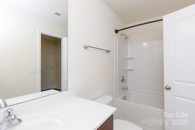 2180 Shady Pond Dr, Clover, SC 29710 - bathroom featuring vanity, toilet, and shower / bathtub combination