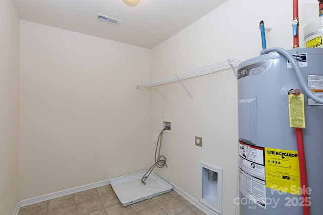 2180 Shady Pond Dr, Clover, SC 29710 - laundry area with electric water heater, electric dryer hookup, hookup for a washing machine, and baseboards