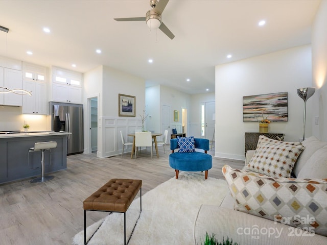 2004 Plain Field Dr, Bessemer City, NC 28016 - living area with light wood-type flooring, ceiling fan, recessed lighting, and baseboards