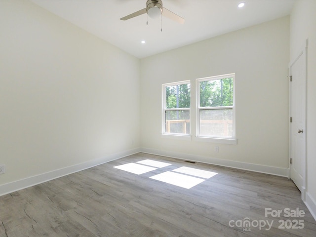 2004 Plain Field Dr, Bessemer City, NC 28016 - spare room with wood finished floors, recessed lighting, ceiling fan, and baseboards