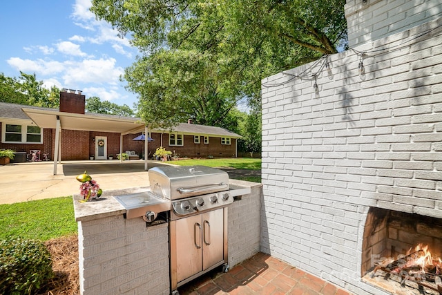 3250 Celanese Rd, Rock Hill, SC 29732 - view of patio / terrace with an outdoor brick fireplace