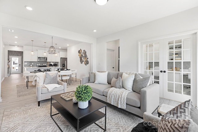 492 Switch St Unit 82Ty, York, SC 29745 - living area featuring light wood-style flooring, recessed lighting, french doors, and baseboards