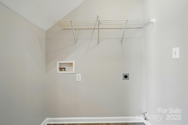 10867 Garden Oaks Ln, Charlotte, NC 28273 - laundry room with hookup for an electric dryer, washer hookup, and baseboards