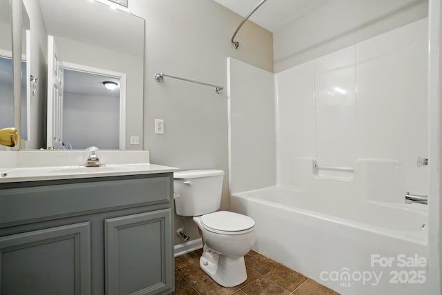 10867 Garden Oaks Ln, Charlotte, NC 28273 - bathroom with toilet, vanity, washtub / shower combination, and baseboards
