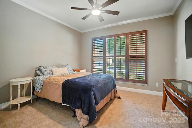 129 N Audubon Ave, Mooresville, NC 28117 - bedroom featuring crown molding, light carpet, and ceiling fan