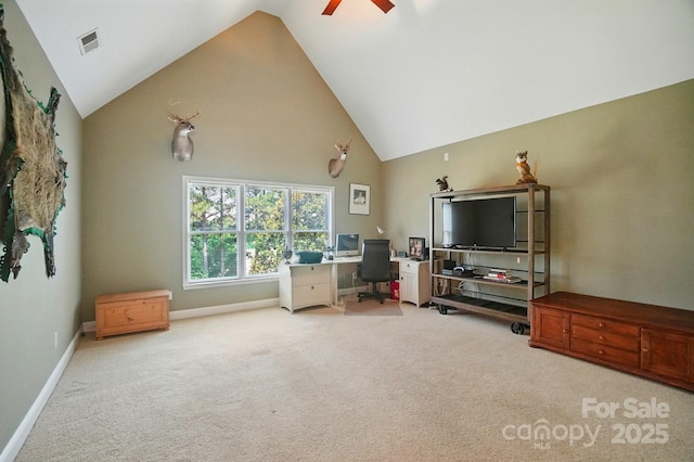 129 N Audubon Ave, Mooresville, NC 28117 - carpeted office with high vaulted ceiling and ceiling fan