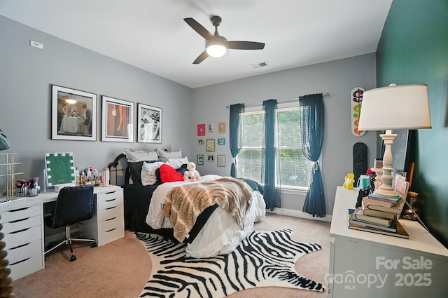 129 N Audubon Ave, Mooresville, NC 28117 - bedroom with light carpet, a desk, and ceiling fan
