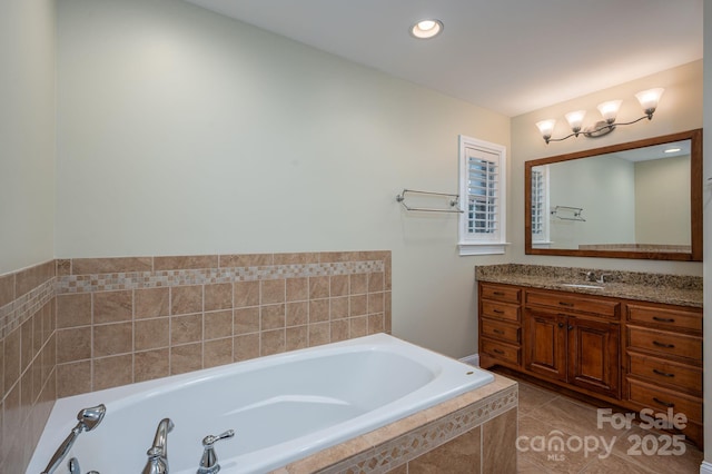 2817 Long Cir Unit 1, Iron Station, NC 28080 - full bathroom with a garden tub, vanity, and tile patterned flooring