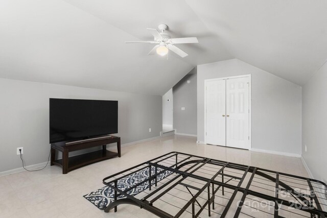 4764 Brockton Ct NW, Concord, NC 28027 - additional living space featuring vaulted ceiling, ceiling fan, and baseboards
