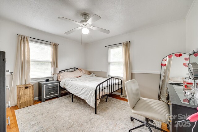 739 Springdale Rd, Rock Hill, SC 29730 - bedroom with light wood-style floors, ceiling fan, and a textured ceiling
