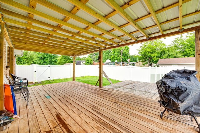 739 Springdale Rd, Rock Hill, SC 29730 - wooden terrace with a fenced backyard and a gate