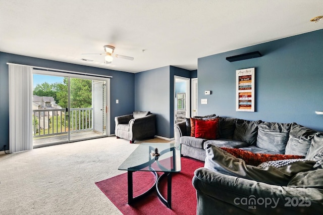 1134 Plaza Walk Dr, Charlotte, NC 28215 - carpeted living room with ceiling fan