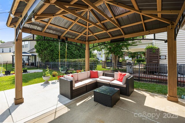 12312 Mcallister Park Dr, Charlotte, NC 28277 - view of patio / terrace with an outdoor living space and a gazebo