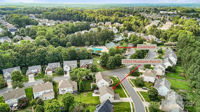 12312 Mcallister Park Dr, Charlotte, NC 28277 - aerial perspective of suburban area with a forest