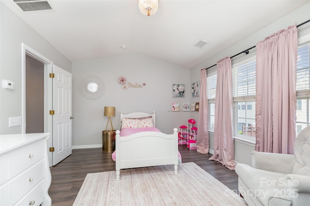 2945 Duvalla Ave, Charlotte, NC 28209 - bedroom with dark wood finished floors and lofted ceiling