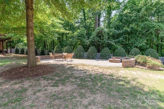 2945 Duvalla Ave, Charlotte, NC 28209 - view of yard featuring a fire pit and a patio area