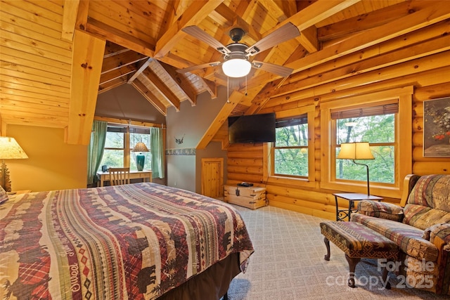 536 Tawodi Trl, Maggie Valley, NC 28751 - carpeted bedroom featuring wood ceiling and multiple windows